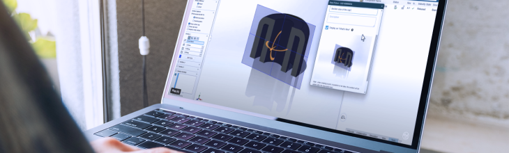 A user sharing an image of a CAD file on the 3DEXPERIENCE platform to a community using the 3DSwym app