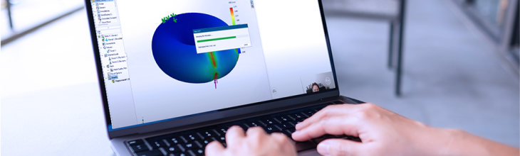 A SOLIDWORKS connected user running a simulation on a design of a donut in 3DEXPERIENCE